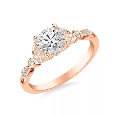 Kelly Milgrain Leaf Diamond Engagement Ring