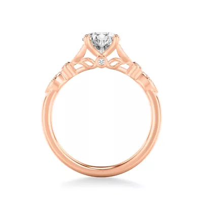 Kelly Milgrain Leaf Diamond Engagement Ring