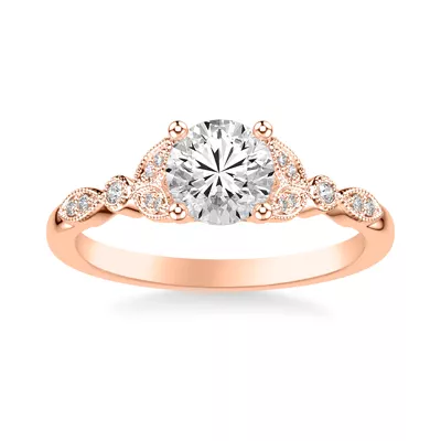 Kelly Milgrain Leaf Diamond Engagement Ring