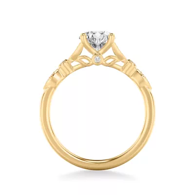Kelly Milgrain Leaf Diamond Engagement Ring