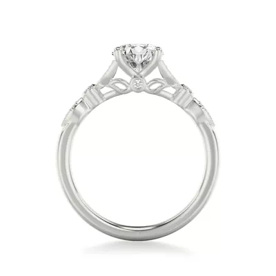 Kelly Milgrain Leaf Diamond Engagement Ring
