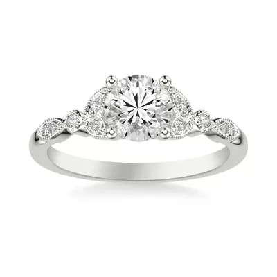 Kelly Milgrain Leaf Diamond Engagement Ring