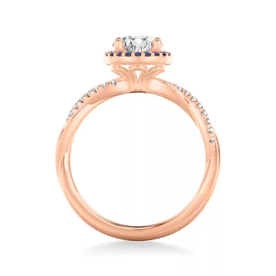 Leighton Diamond Twist And Sapphire Halo Engagement Ring