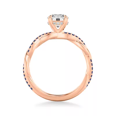 Whitely Twist Sapphire Hidden Halo Engagement Ring