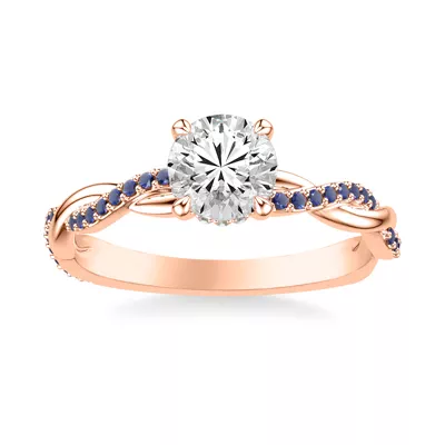 Whitely Twist Sapphire Hidden Halo Engagement Ring