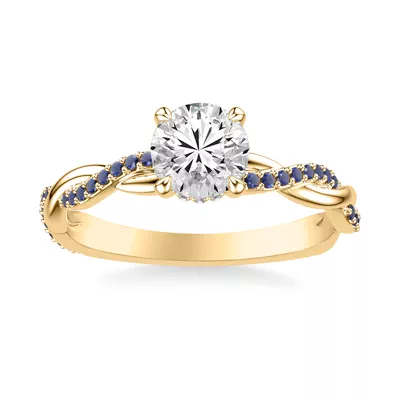Whitely Twist Sapphire Hidden Halo Engagement Ring