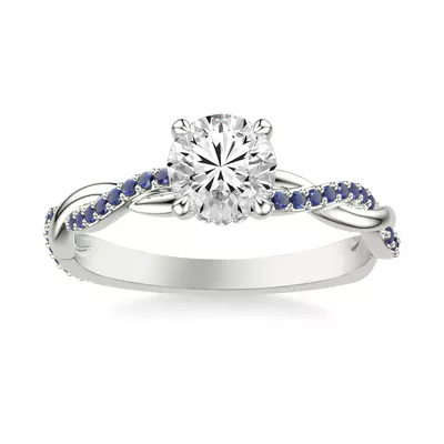Whitely Twist Sapphire Hidden Halo Engagement Ring