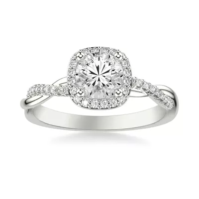 Mckenzie Diamond Twist Halo Engagement Ring