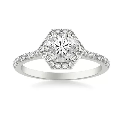 Tiana Hexagonal Diamond Halo Engagement Ring
