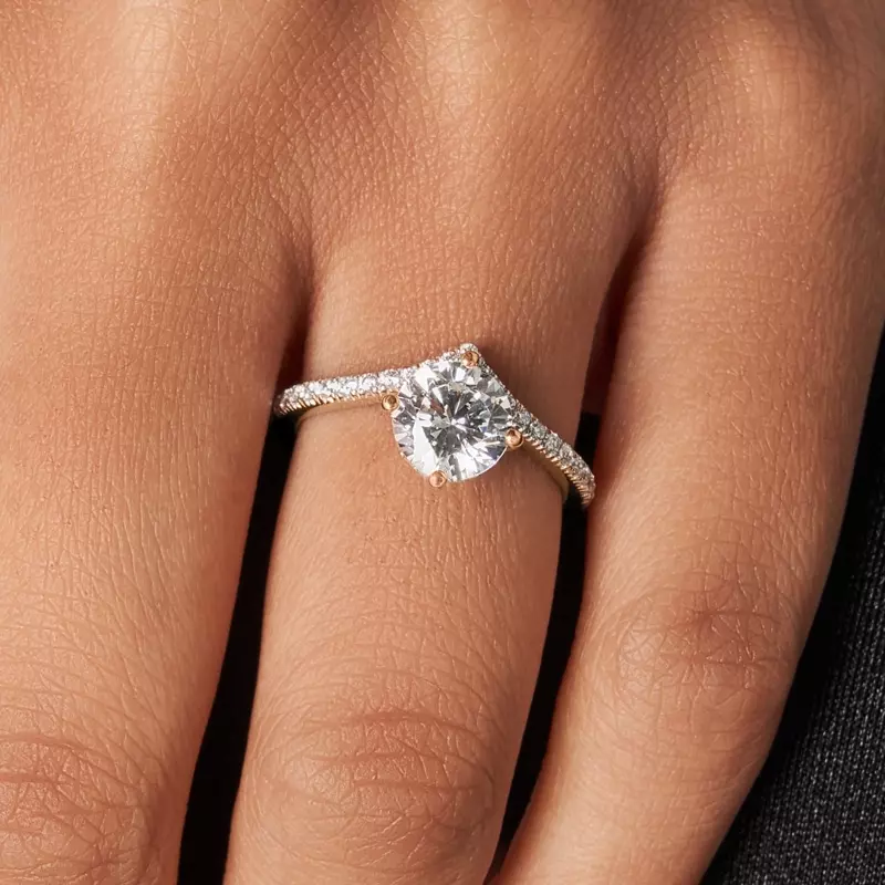 14K Rose Gold Zoe Pavé Chevron Engagement Ring