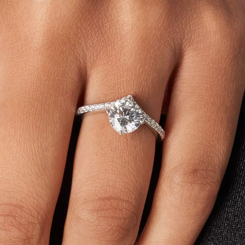 14K White Gold Zoe Pavé Chevron Engagement Ring