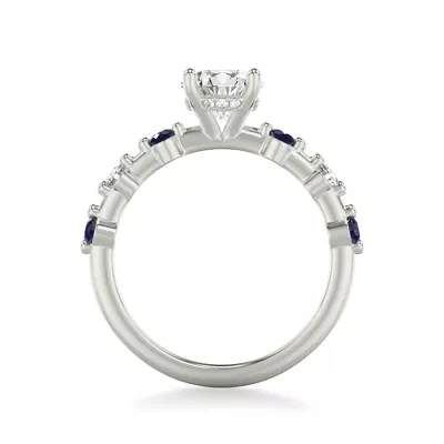 Zina Hidden Halo Sapphire Accent Engagement Ring