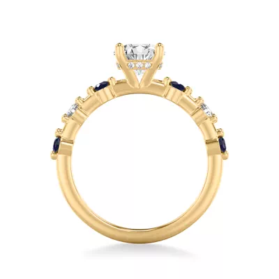 Zina Hidden Halo Sapphire Accent Engagement Ring