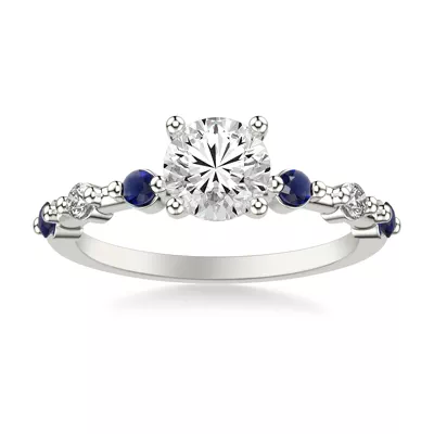 Zina Hidden Halo Sapphire Accent Engagement Ring