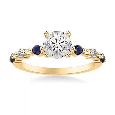 Zina Hidden Halo Sapphire Accent Engagement Ring