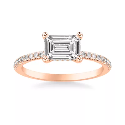 Leyton East-West Hidden Halo Pave Engagement Ring
