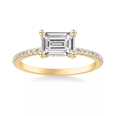 Leyton East-West Hidden Halo Pave Engagement Ring