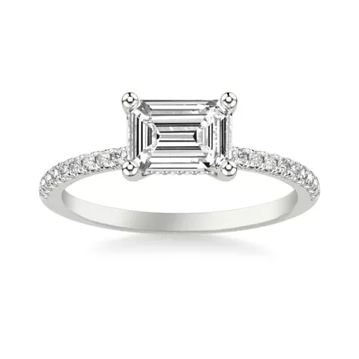 Leyton East-West Hidden Halo Pave Engagement Ring