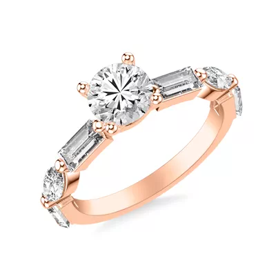 Leeds Baguette and Marquise Lab Engagement Ring