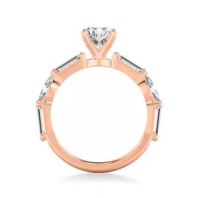 Leeds Baguette and Marquise Lab Engagement Ring