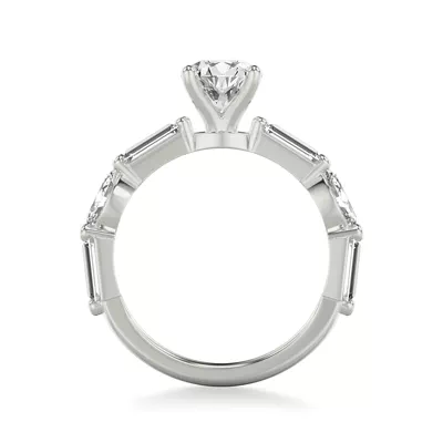 Leeds Baguette and Marquise Lab Engagement Ring
