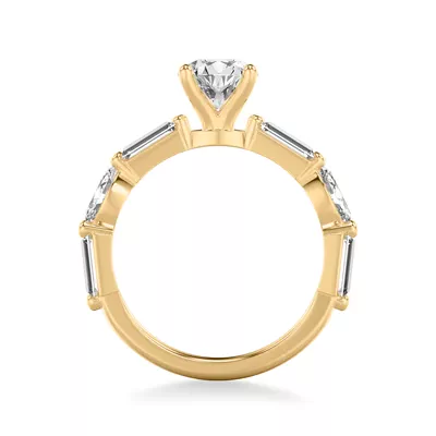 Leeds Baguette and Marquise Lab Engagement Ring