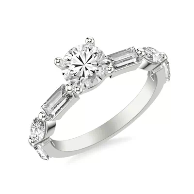 Leeds Baguette and Marquise Lab Engagement Ring