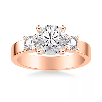 Cortina Round Three-Stone Lab Engagement Ring