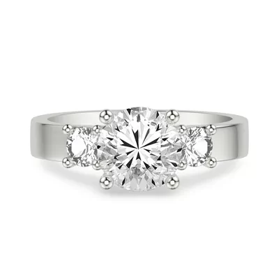 Cortina Round Three-Stone Lab Engagement Ring