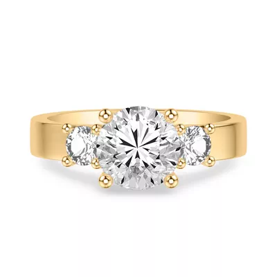 Cortina Round Three-Stone Lab Engagement Ring