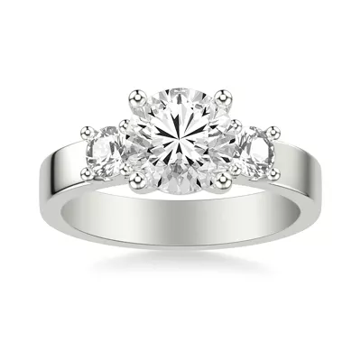 Cortina Round Three-Stone Lab Engagement Ring