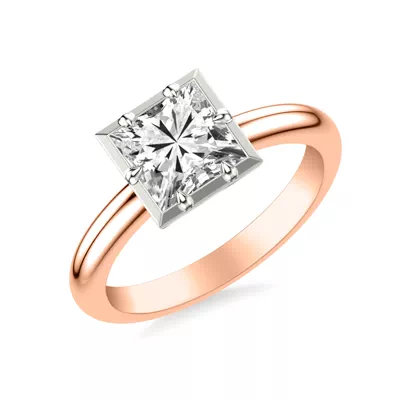Domo Two-Tone Bezel Solitaire Engagement Ring