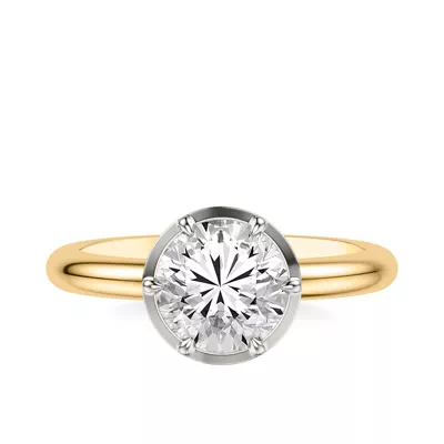 Domo Two-Tone Bezel Solitaire Engagement Ring