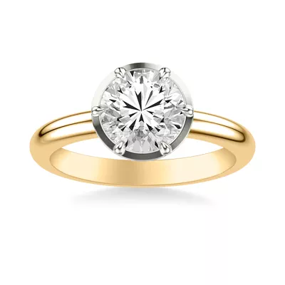 Domo Two-Tone Bezel Solitaire Engagement Ring