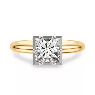 Domo Two-Tone Bezel Solitaire Engagement Ring