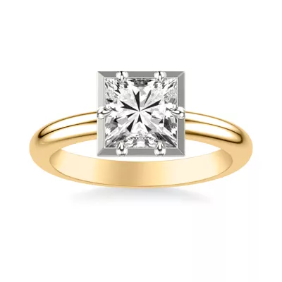 Domo Two-Tone Bezel Solitaire Engagement Ring