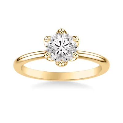 Blanche Six-Prong Petal Shaped Solitaire Engagement Ring