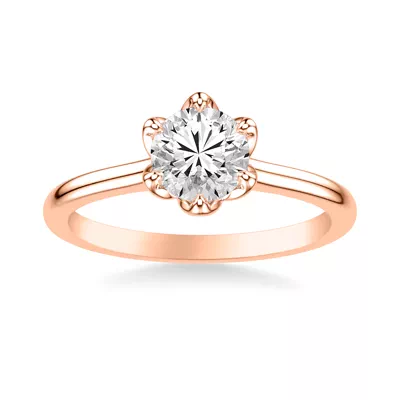 Cherry Petal Cathedral Solitaire Engagement Ring