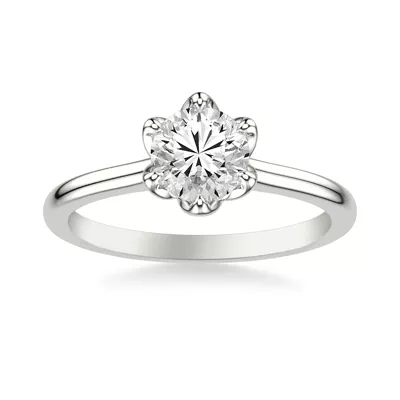 Cherry Petal Cathedral Solitaire Engagement Ring