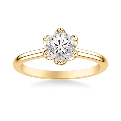 Cherry Petal Cathedral Solitaire Engagement Ring