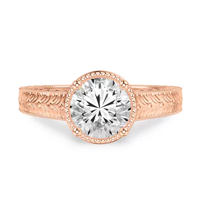 Bellavere Vintage Beaded Halo Engagement Ring