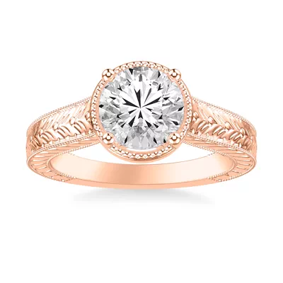 Bellavere Vintage Beaded Halo Engagement Ring