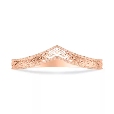 Bellavere Vintage Engraved Chevron Wedding Band