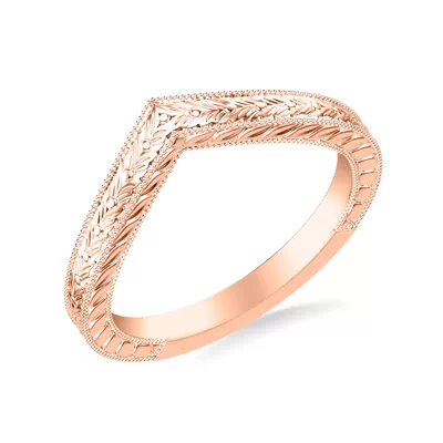 Bellavere Vintage Engraved Chevron Wedding Band