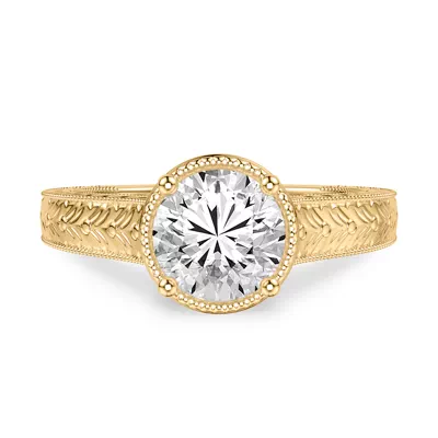 Bellavere Vintage Beaded Halo Engagement Ring