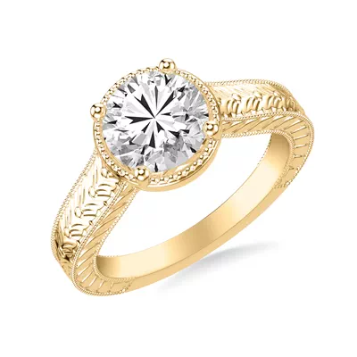 Bellavere Vintage Beaded Halo Engagement Ring