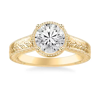 Bellavere Vintage Beaded Halo Engagement Ring