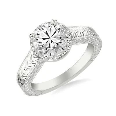 Bellavere Vintage Beaded Halo Engagement Ring