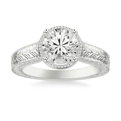 Bellavere Vintage Beaded Halo Engagement Ring