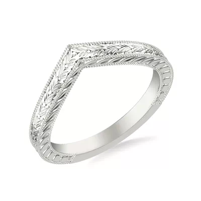 Bellavere Vintage Engraved Chevron Wedding Band